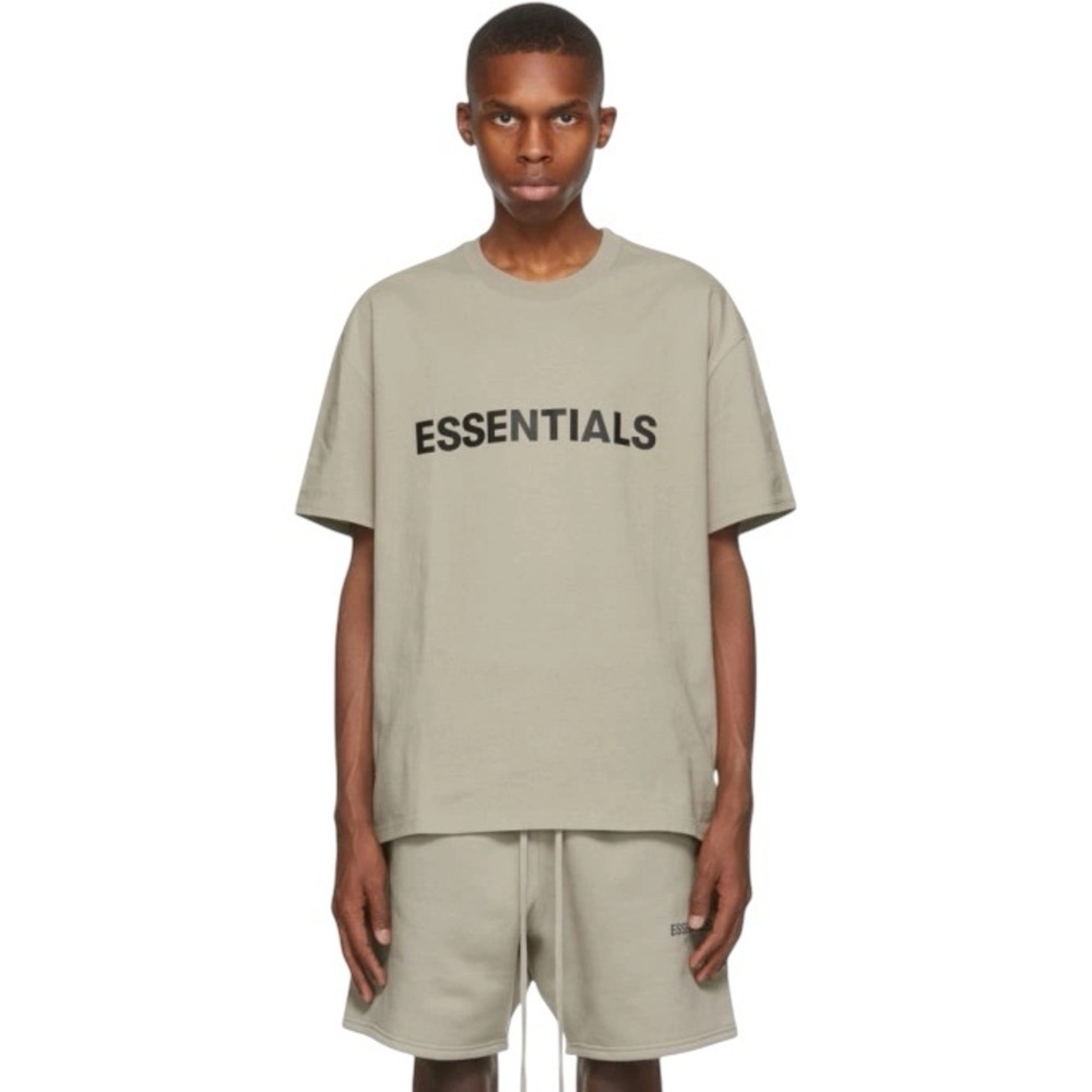Fear of God Essentials Taupe Logo T-Shirt Oversized Streetwear Tee Small